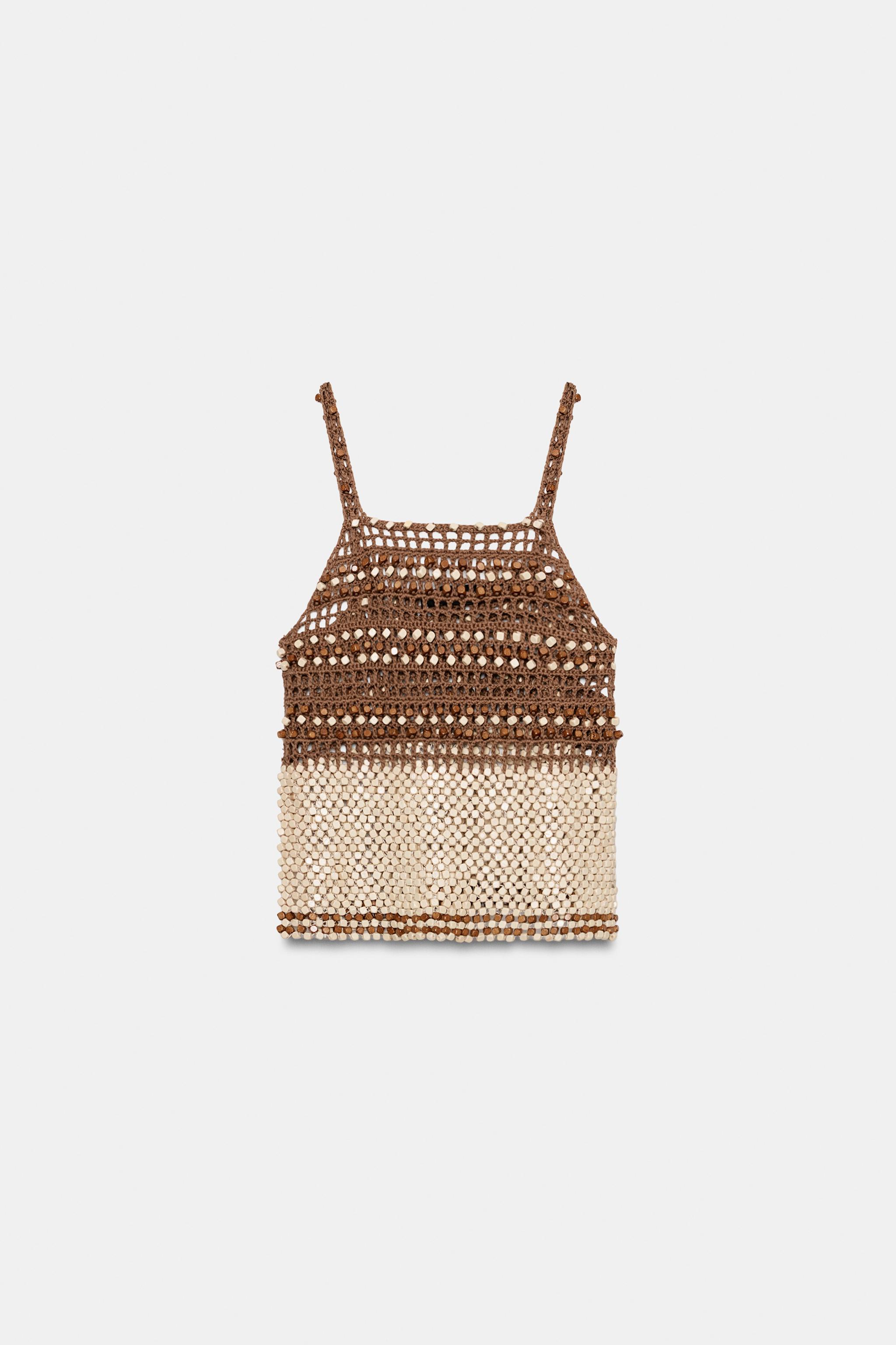 BEADED CROCHET KNIT TOP